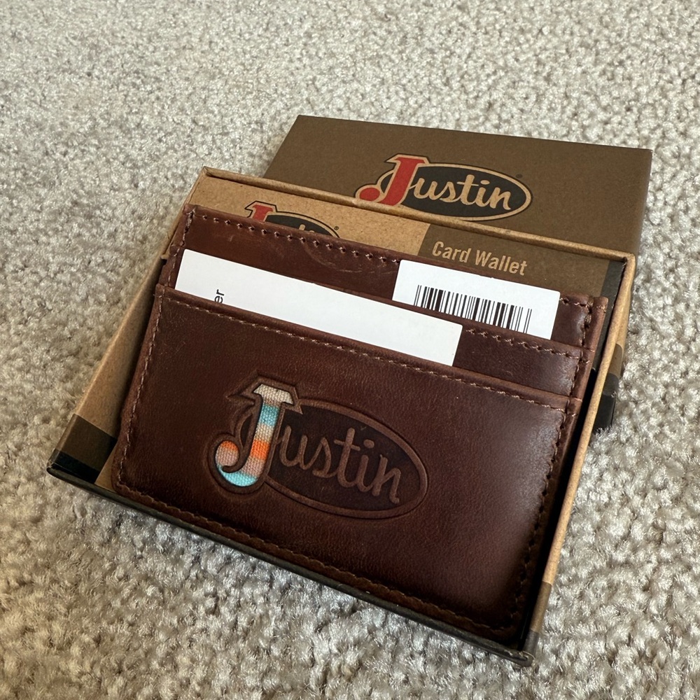 Justin Boots Rich Brown Leather Card Holder